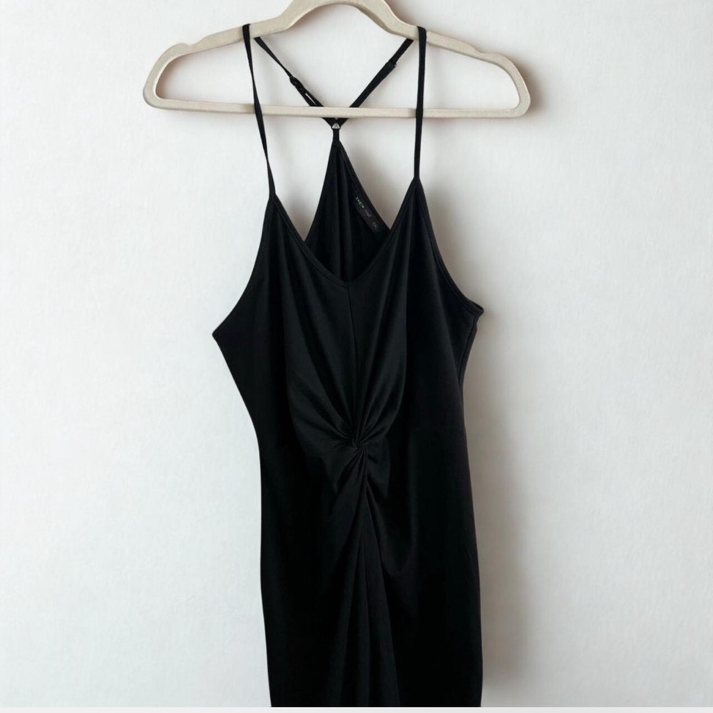 SHEIN Curve Black Twist-Front Midi Dress